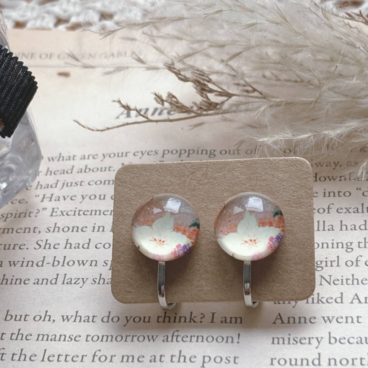 未使用 和柄イヤリング 和装アクセサリー 着物 浴衣 シルバー 花☆vintage jewelry accessories A029拍卖