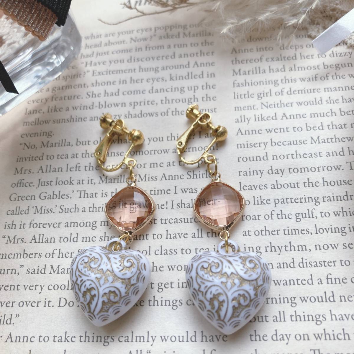 アンティーク調ハートのイヤリング ゴールド ゆらゆら☆vintage jewelry accessories A036拍卖