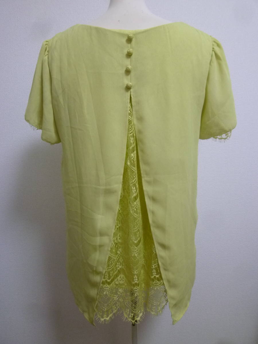 Clear impression/クリアインプレッション♪淡黄緑系裾レース後ろレースシフォンフレアーカットソー2/半袖♪327拍卖