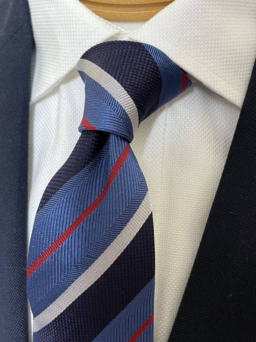 【美品】ミッソーニ 定番ストライプネクタイ イタリア製 高級シルク 大剣約8cm MISSONI拍卖