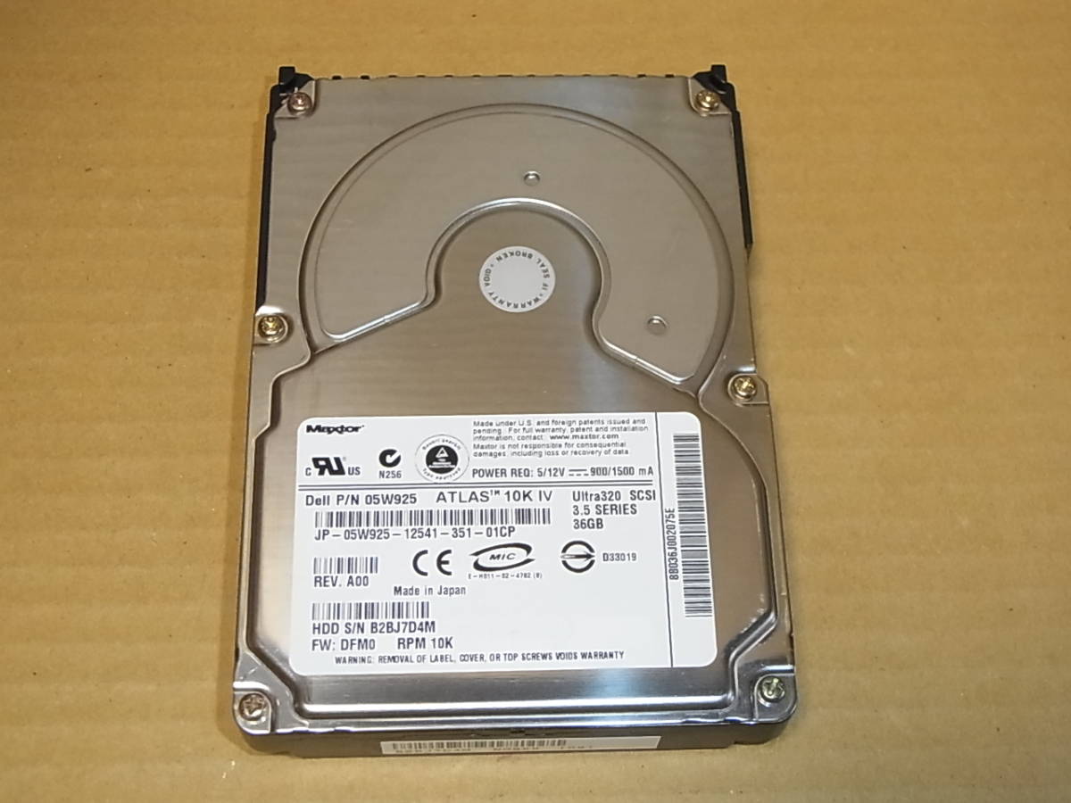 ●DELL/Maxtor ATLAS 10K Ⅳ 36G Ultra320-SCSI SCA HDD (SH574)拍卖