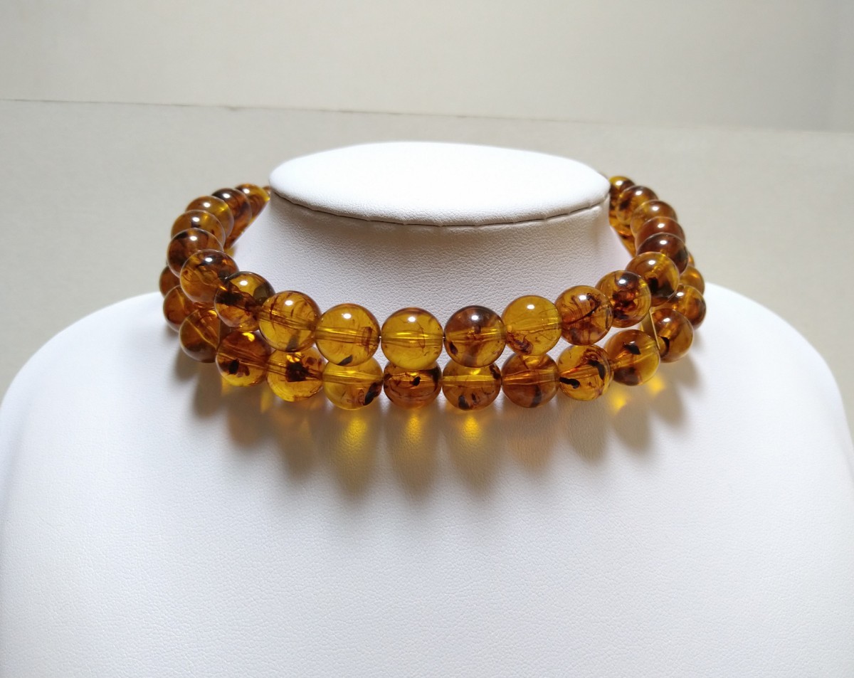 ββ 琥珀 アンバー 2連 チョーカー ββ 琥珀 コハク ネックレス拍卖