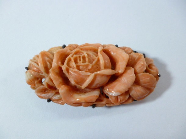 Ж 本珊瑚 薔薇細工 帯留め Ж 珊瑚拍卖