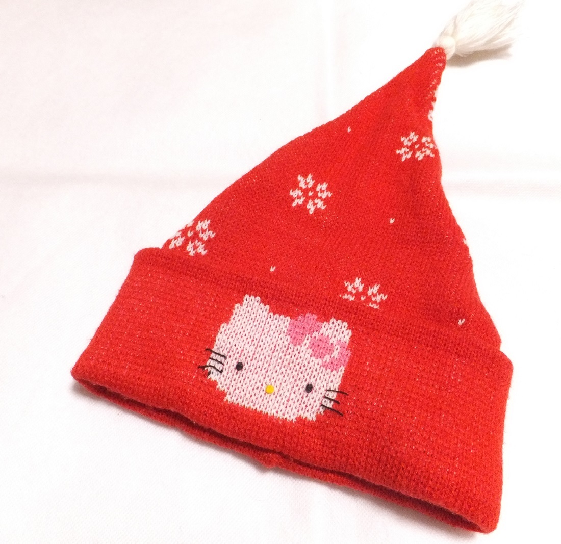 サンリオ ハローキティ 帽子 ニットキャップ ニット帽 1986年 昭和レトロ 全日本帽子協会 赤 レッド拍卖
