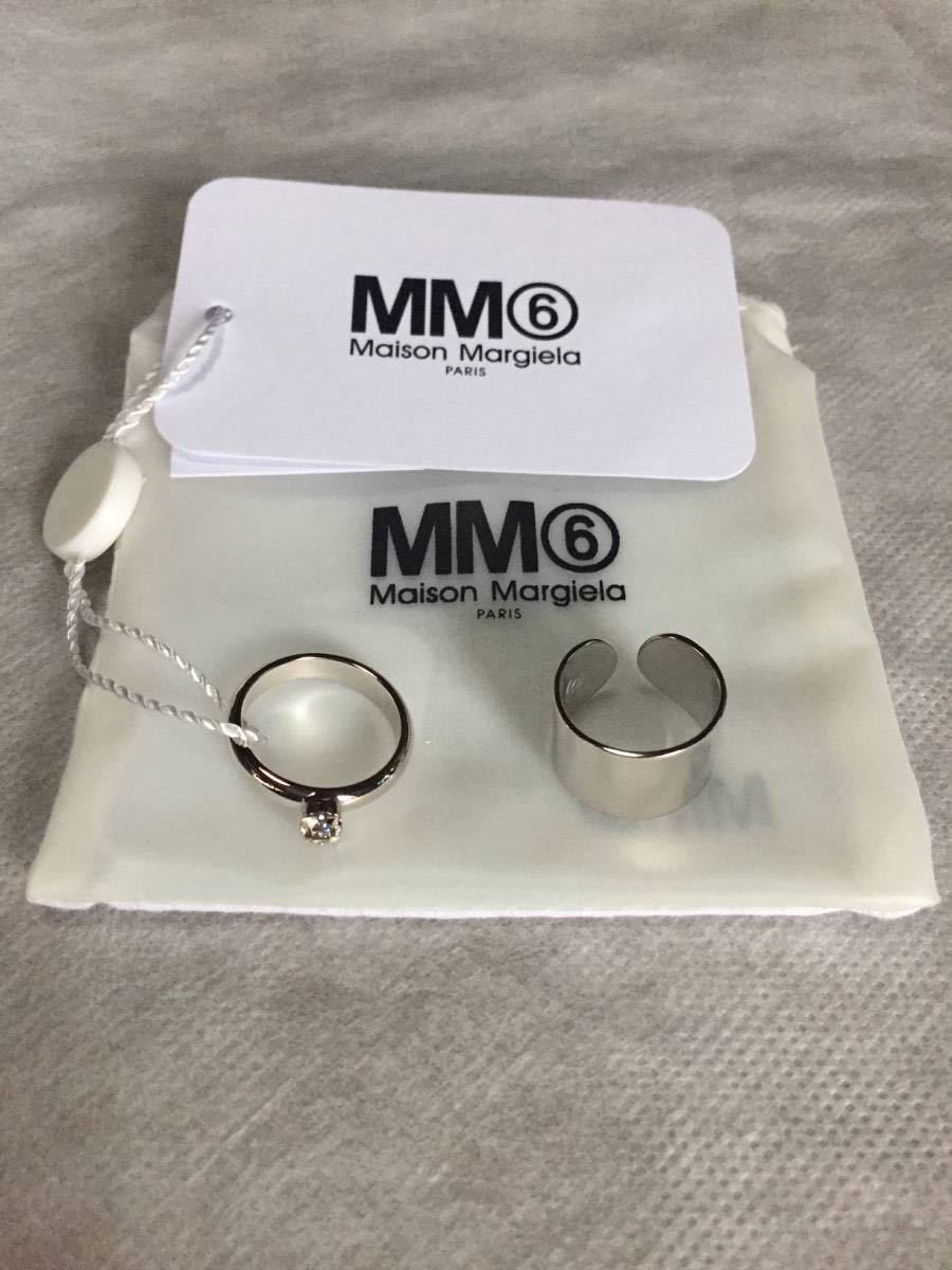 M新品 メゾンマルジェラ MM6 2連リング 指輪 19AW size M Maison Margiela 6 マルタンマルジェラ レディース アクセサリー リング シルバー拍卖