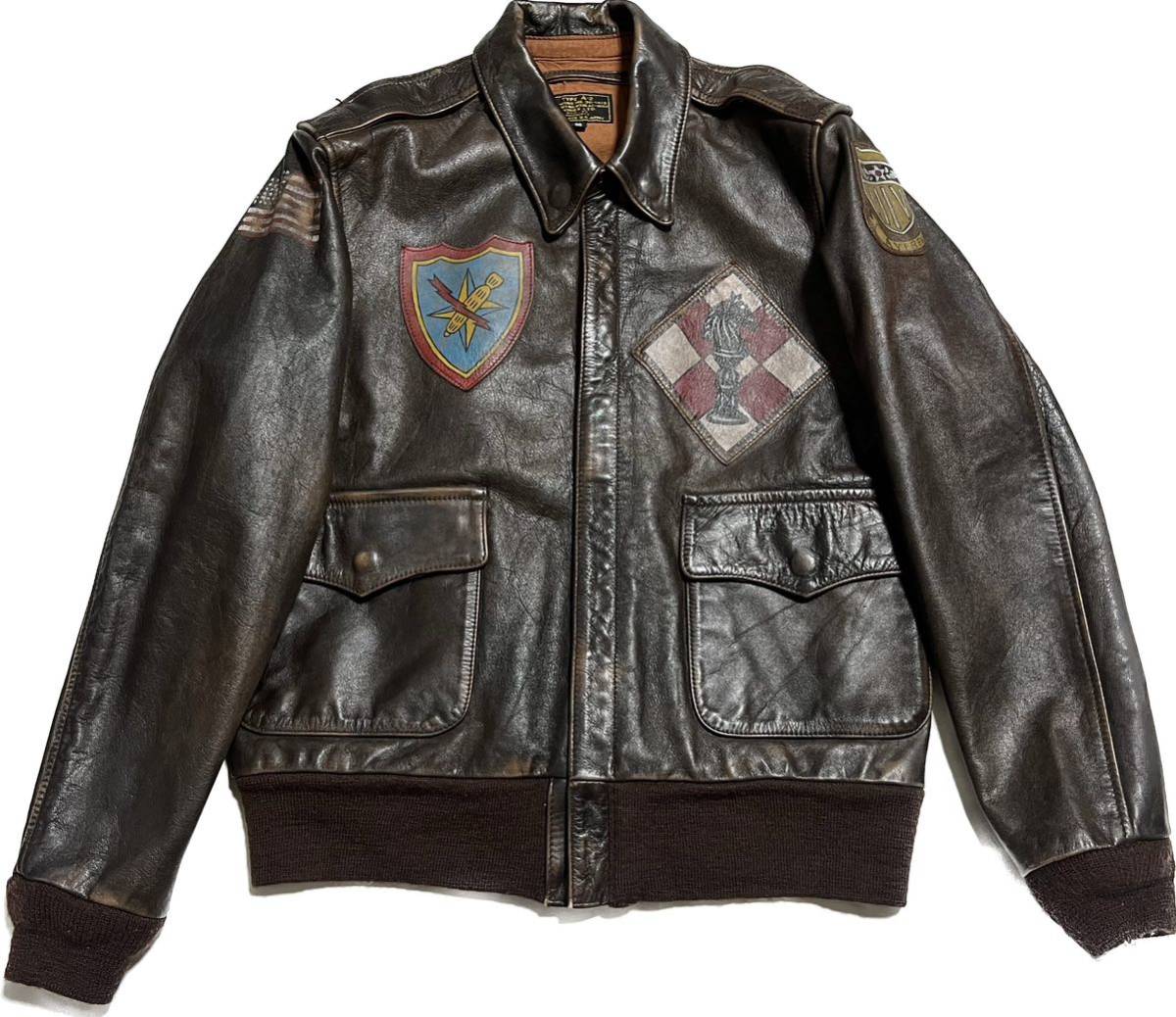 AVIREX Vintage Limited Version A-2 アビレックス レザー フライトジャケット ビンテージ加工 38拍卖