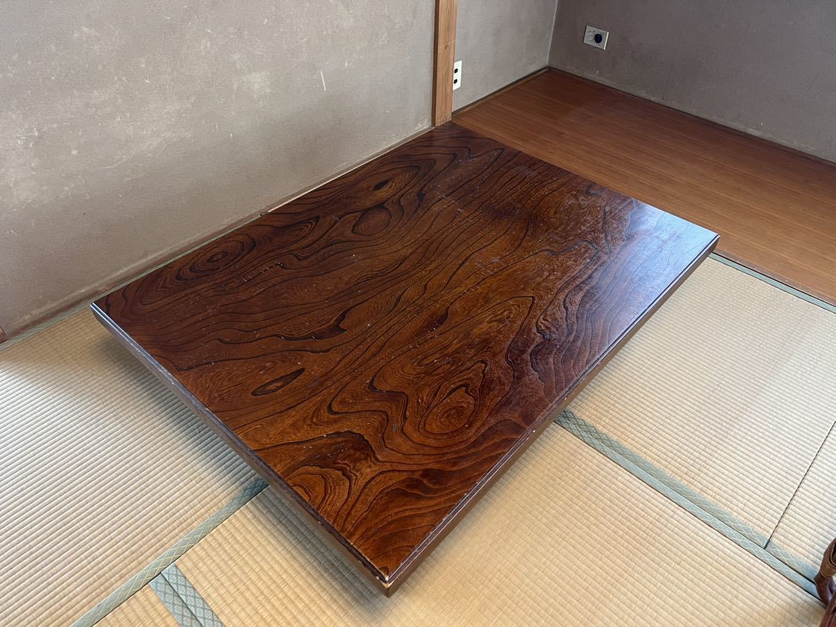 ロー テーブル 座卓 欅 天板 ヴィンテージ 家具 ブラウン Table拍卖