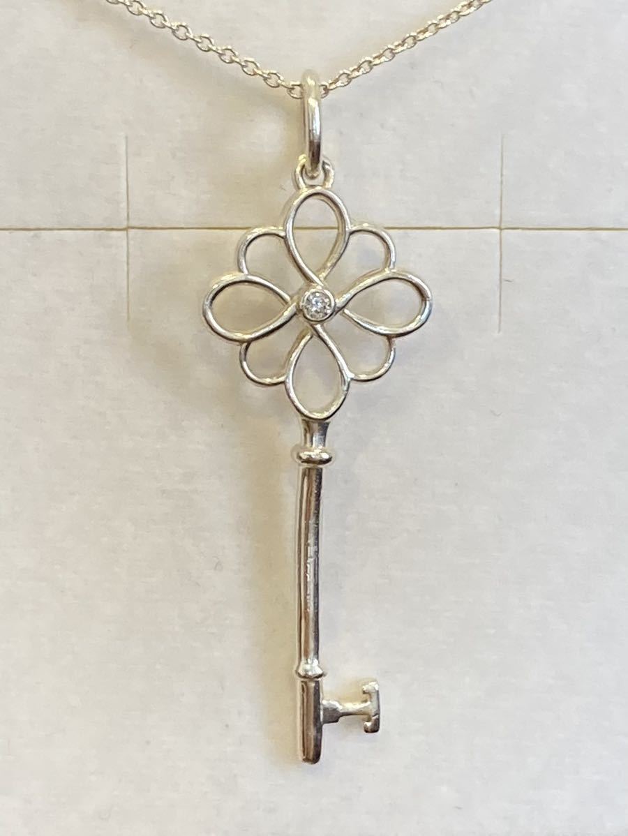 新品 未使用 正規品 ティファニー tiffany&co ネックレス キー ダイヤモンド ノットキー ティファニーアンドコー 箱 巾着 紙袋 プレゼント拍卖