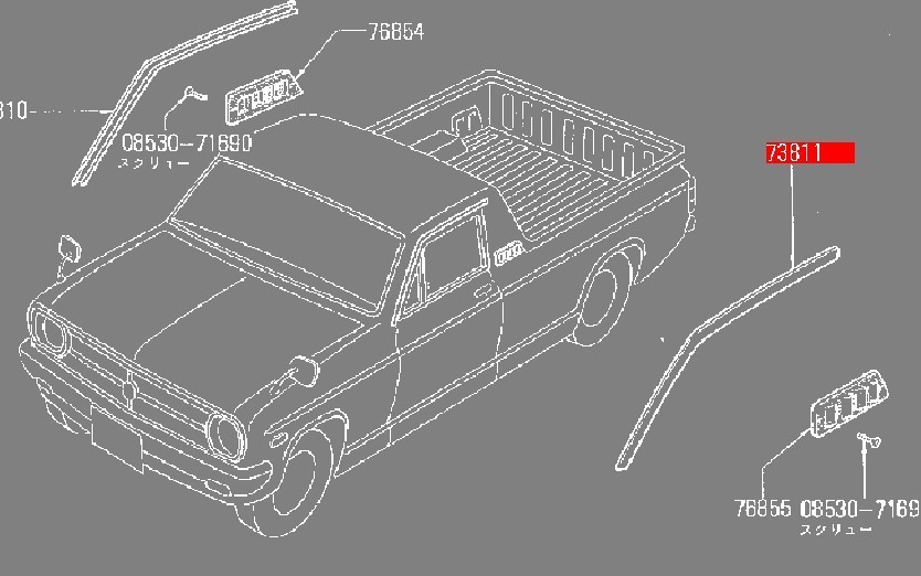 【日産純正新品】NISSAN 未使用品 ★希少廃番品★ サニートラック ルーフモール メッキモール 左側 助手席側 B120 B121 B122 サニトラ拍卖
