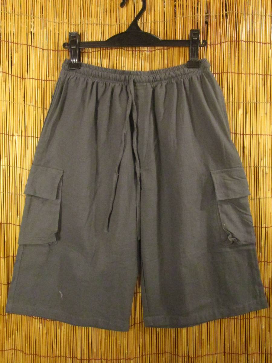 ④訳あり★男女兼用★織りコットン素材★ショート丈タイプ★カーゴパンツ拍卖