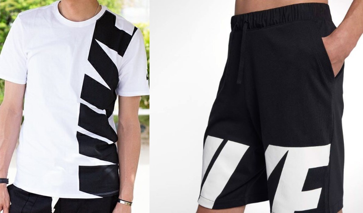 ☆匿名発送☆新品タグ付き Lサイズ 白/黒 店舗完売 ナイキ NIKE ビッグロゴ ゴツナイキ プリント S/STシャツ ショートパンツ セットアップ拍卖