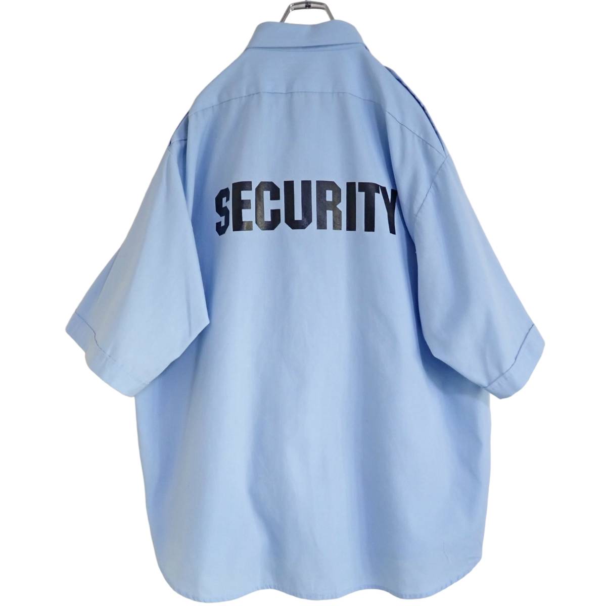 4632/美品 USA製 Edwards 半袖ワークシャツ 18 1/2●洗濯プレス済●ネコポス可●刺繍 プリント ビンテージ SECURITY ROUTE66 RACEWAY 古着拍卖