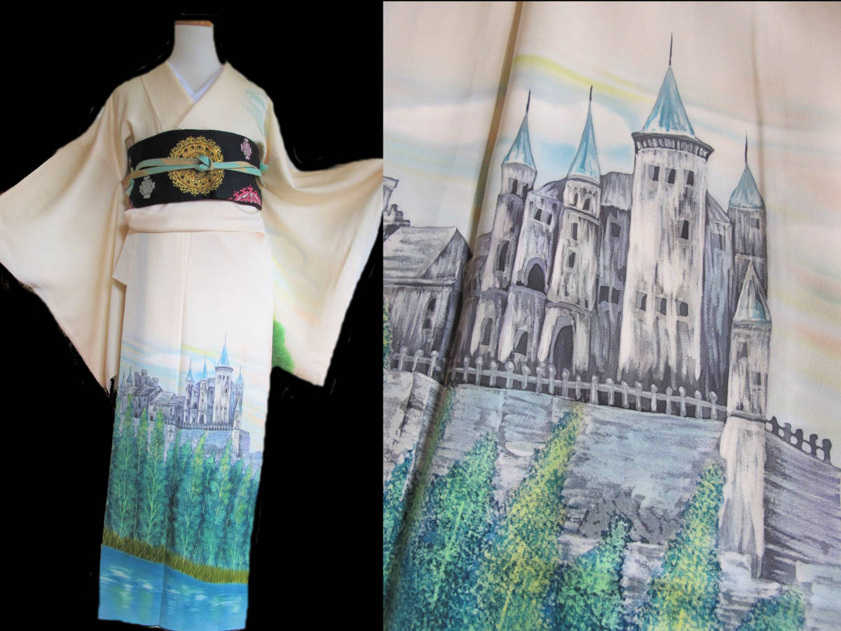 湖畔の古城 ヨーロピアン セミアンティーク訪問着拍卖