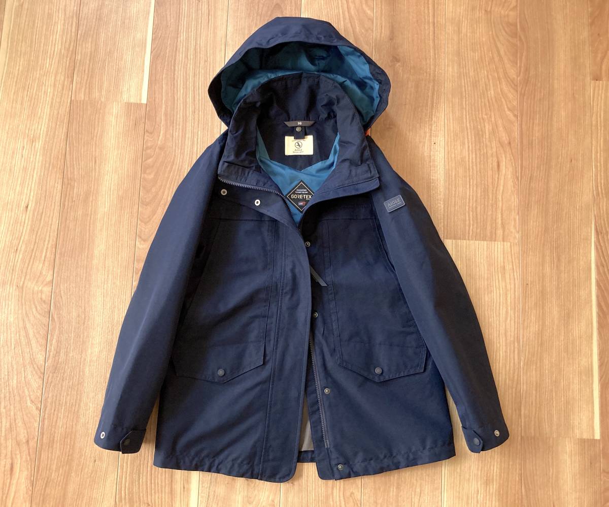 4.9万★ 防水 透湿 / AIGLE / 2way GORE-TEX SEMBAT ジャケット / ダークネイビー / 36 サイズ / エーグル ゴアテックス コート拍卖