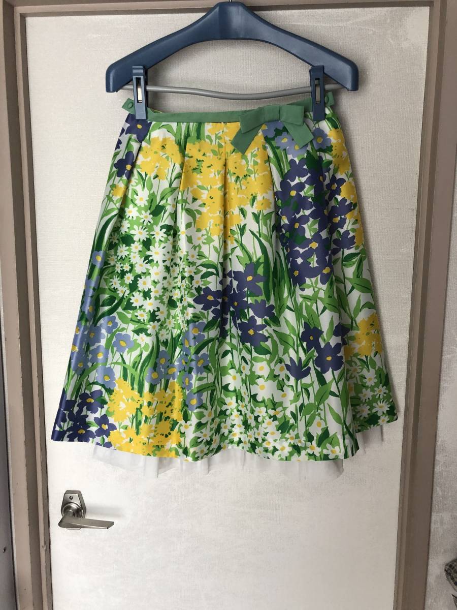 エムズグレイシー チュール付き花柄スカート38拍卖