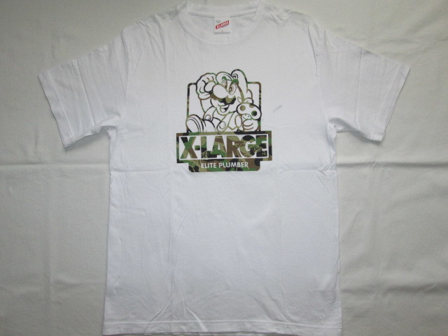 ★古着 汚れ有り XLARGE SUPER MARIO BROS. エクストララージ×スーパーマリオブラザーズ Tシャツ L 白 迷彩柄 カモフラージュ 任天堂★拍卖