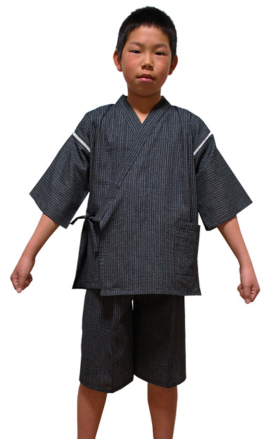 男の子甚平・しじら織り子供甚平(100・縞)拍卖