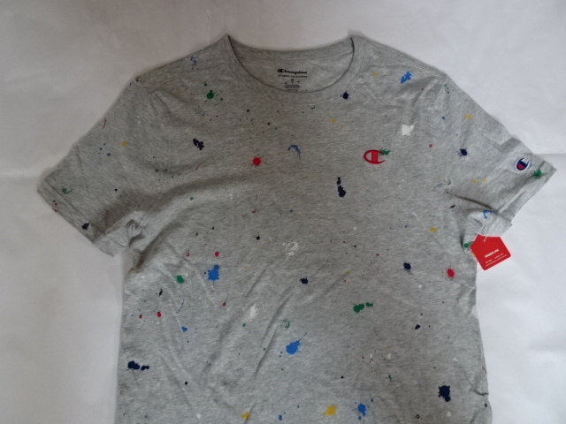★USA購入 人気スポーツスウェットブランド チャンピオン【Champion】 ペイントデザイン 半袖Tシャツ US Mサイズ グレー★拍卖