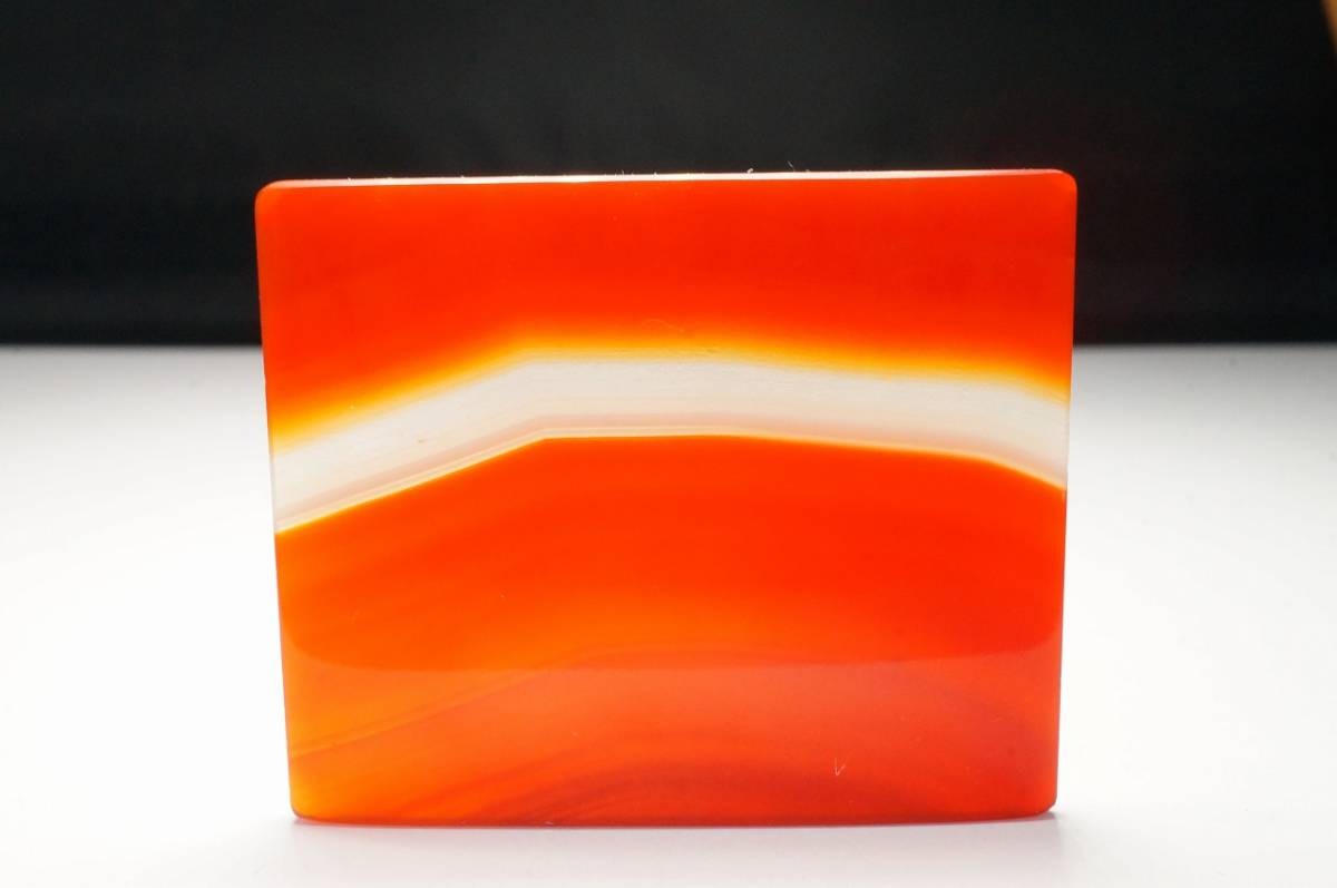 希少!昔の在庫なので上質!縞模様が綺麗な上質ブラジル産瑪瑙・メノウ・めのう・メノー・ピクチャーメノー板ルース38.9ct拍卖