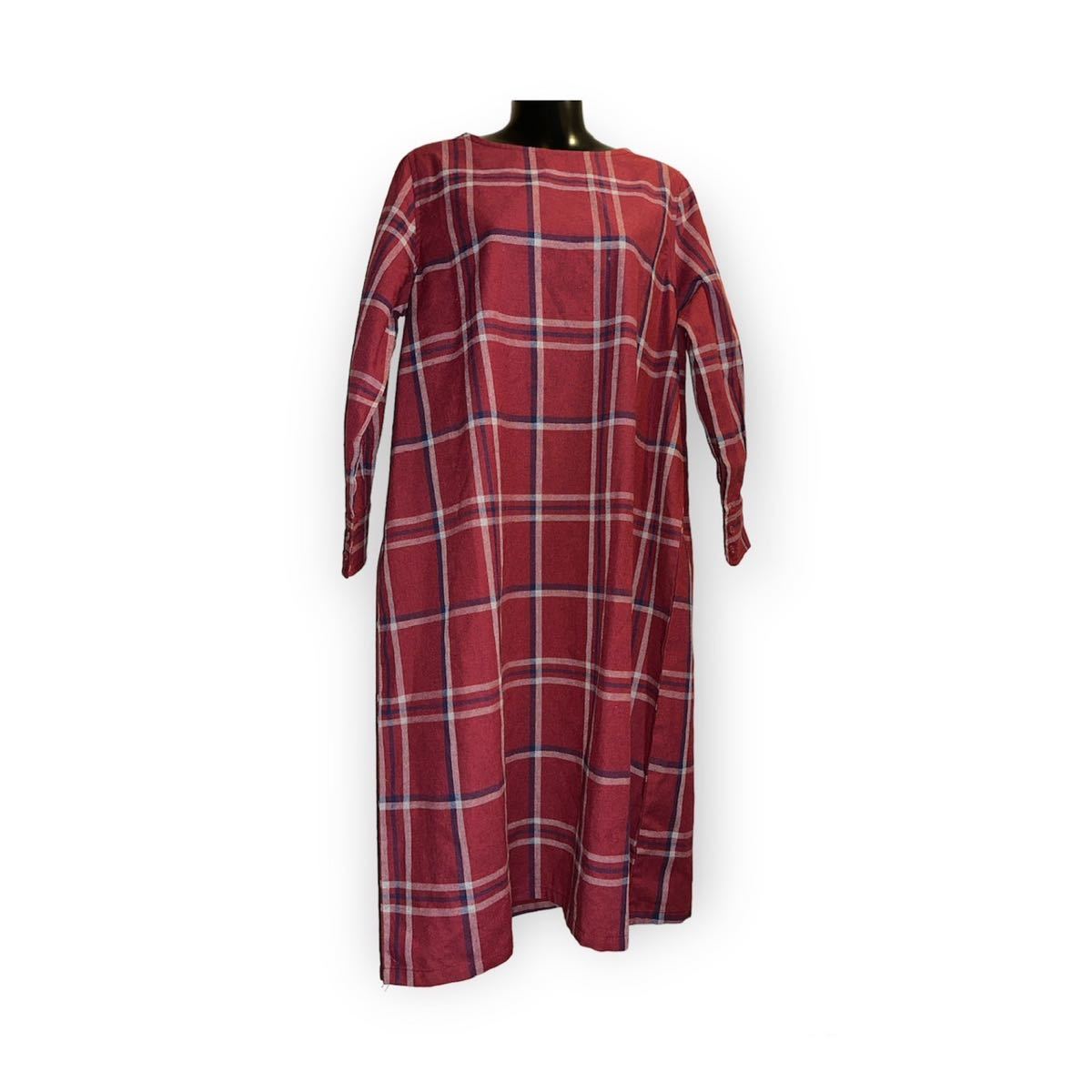 チェックワンピース 新品未使用 レッド系 Mサイズ拍卖
