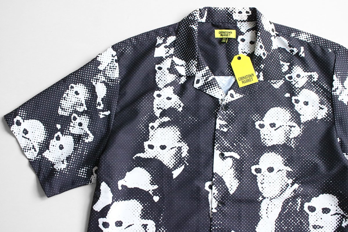 未使用 CHINATOWN MARKET (MARKET) ◆ Theatre S/S shirt 半袖 オープンカラーシャツ 黒 2XL (下げ札付) チャイナタウン マーケット ◆ZX4拍卖