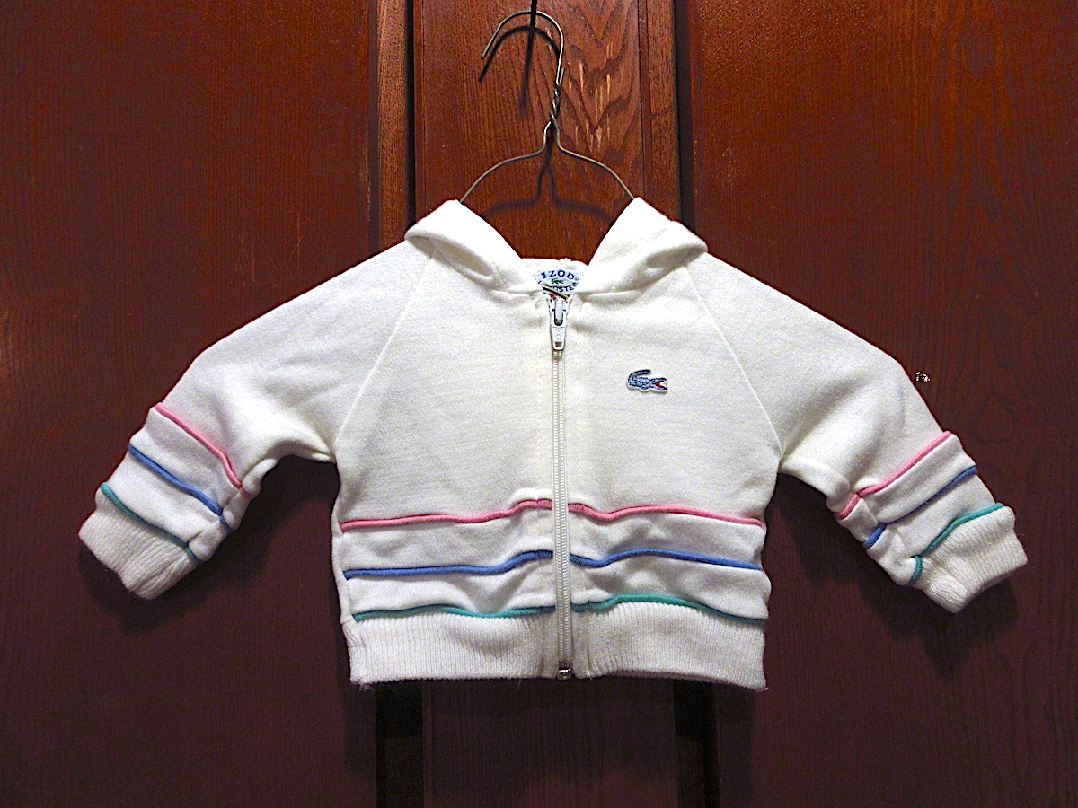 ビンテージ80's●IZOD LACOSTEキッズライン入りジップアップパーカ白size 3/6 MONTHS●230522c1-k-jk 1980sフード付きジャケット拍卖