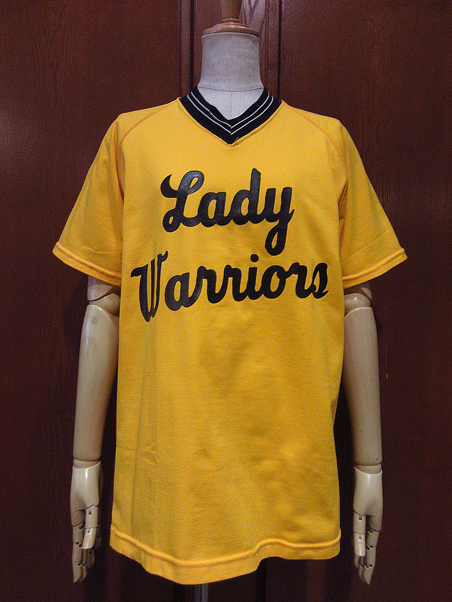 ビンテージ70's●DEADSTOCKレディースLady Warriors VネックラグランアスレチックTシャツ黄size 40●230511i3-w-tshデッドストック半袖拍卖