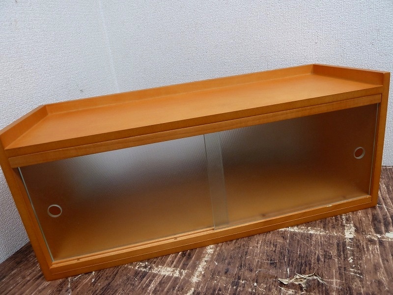 (☆BM)【超大処分セール】木製/ガラス 両面 水屋 調味料ラック 食器棚 横幅60×高さ25.3㎝ キッチンカウンター 収納 レトロ キャビネット拍卖