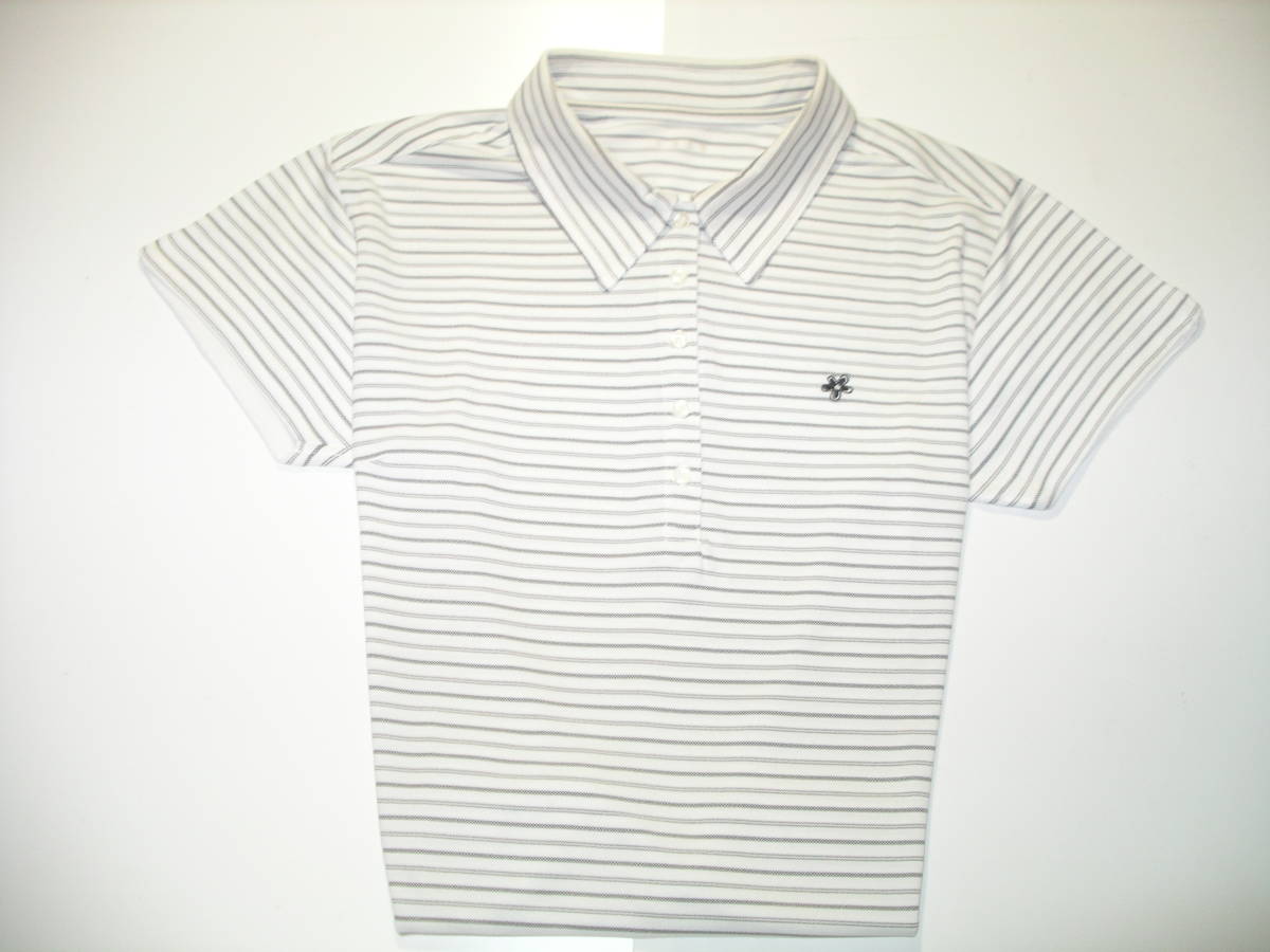 リーン LEAN ● レディース テーラーシャツ ボーダー ゴルフ ホワイト M拍卖