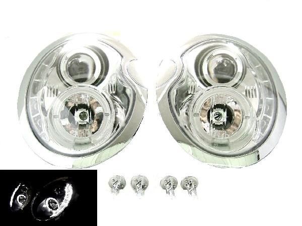 台湾製 特注日本光軸 BMW MINI ミニクーパー インナークローム LED イカリング プロジェクター ヘッドライト 左右 R50 R52 R53 送料無料拍卖