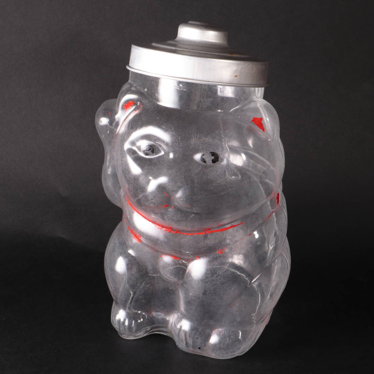 ◆◇招き猫 駄菓子瓶 昭和レトロ 27cm■まねき猫 ガラス保存瓶 猫瓶 アンティーク ヴィンテージ ガラス瓶 古道具◇◆拍卖