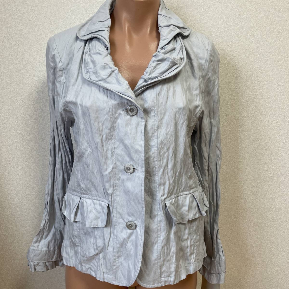 【新品】PLUS ONE プラスワン シワ加工 ジャケット M拍卖