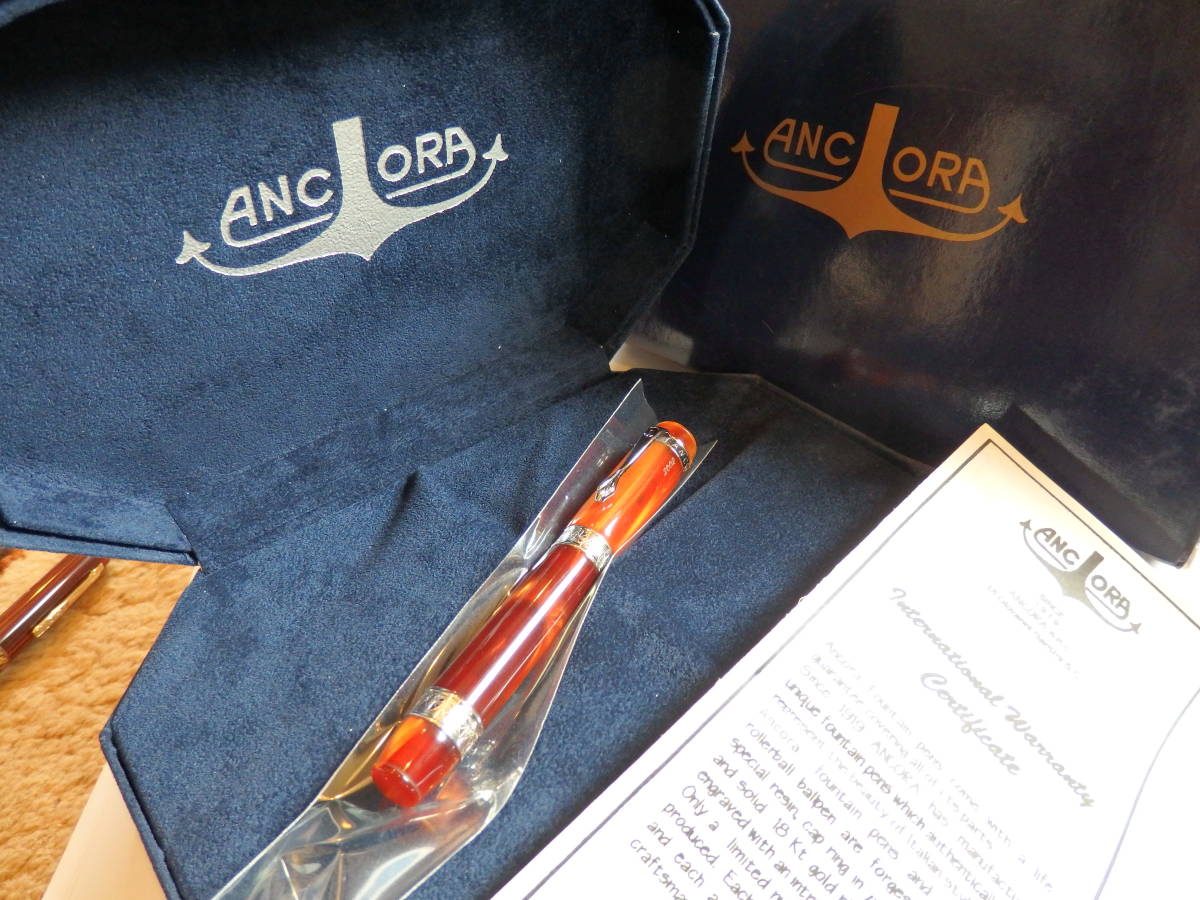 ◆【未使用・新品】Ancora アンコラ トスカーナ特別限定万年筆 Amber Swirl ペン先:18K750ソリッドゴールド X アンコーラ拍卖