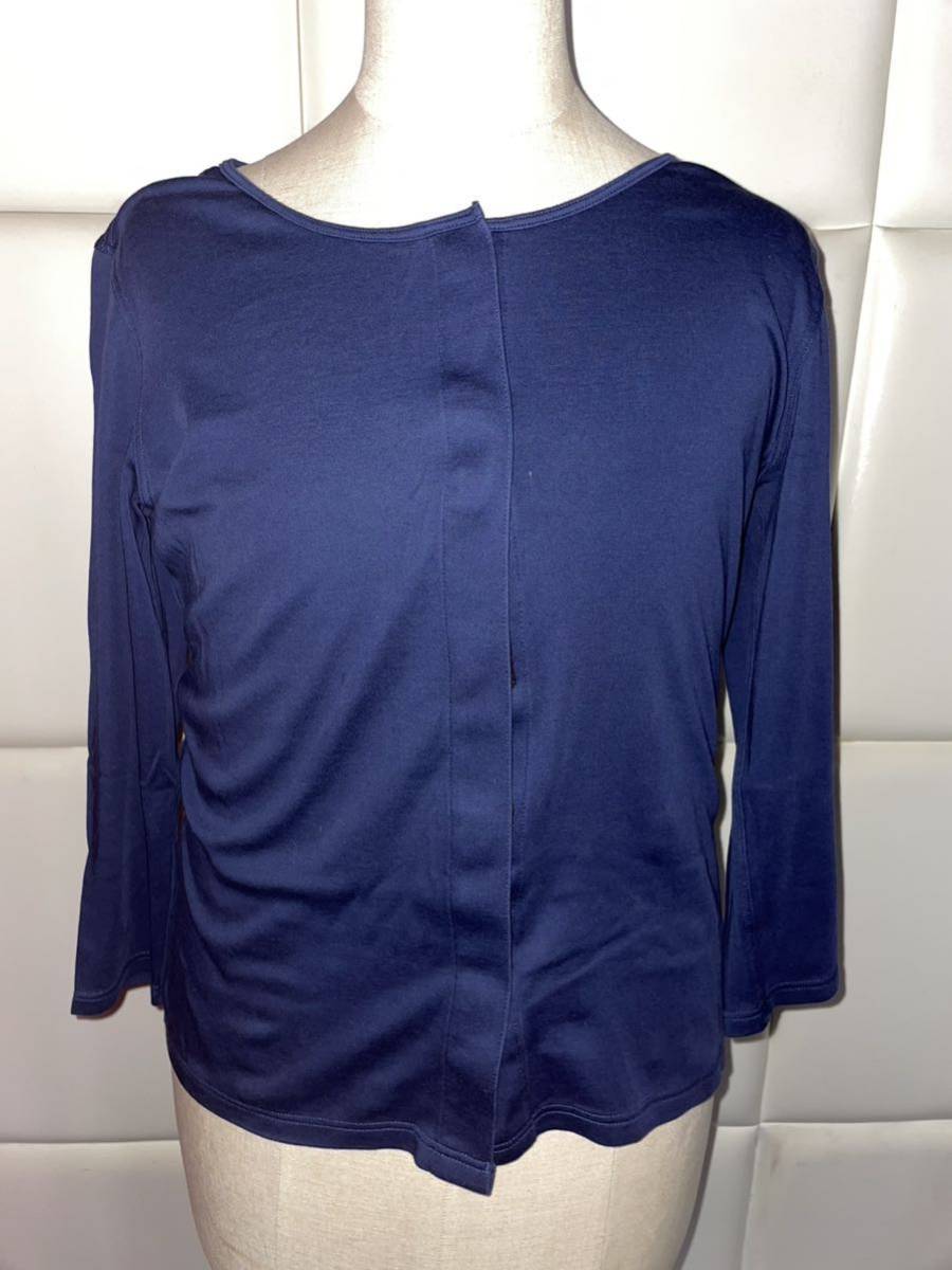 NO.876 UNIQLO ユニクロ レディース 前あき 長袖Tシャツ S 紺色 袖7分丈 Sサイズ マジックテープ 介護拍卖