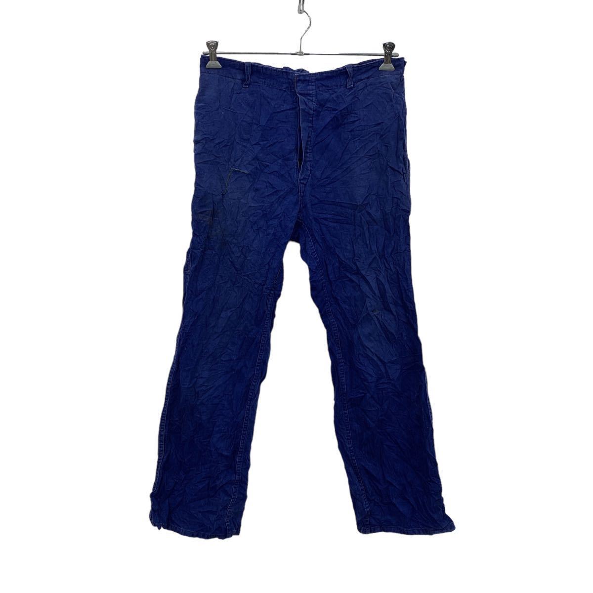 ワーク・ペインターパンツ W48 ブルー ボタンフライ シンプル 無地 古着卸 アメリカ仕入 2305-1077拍卖