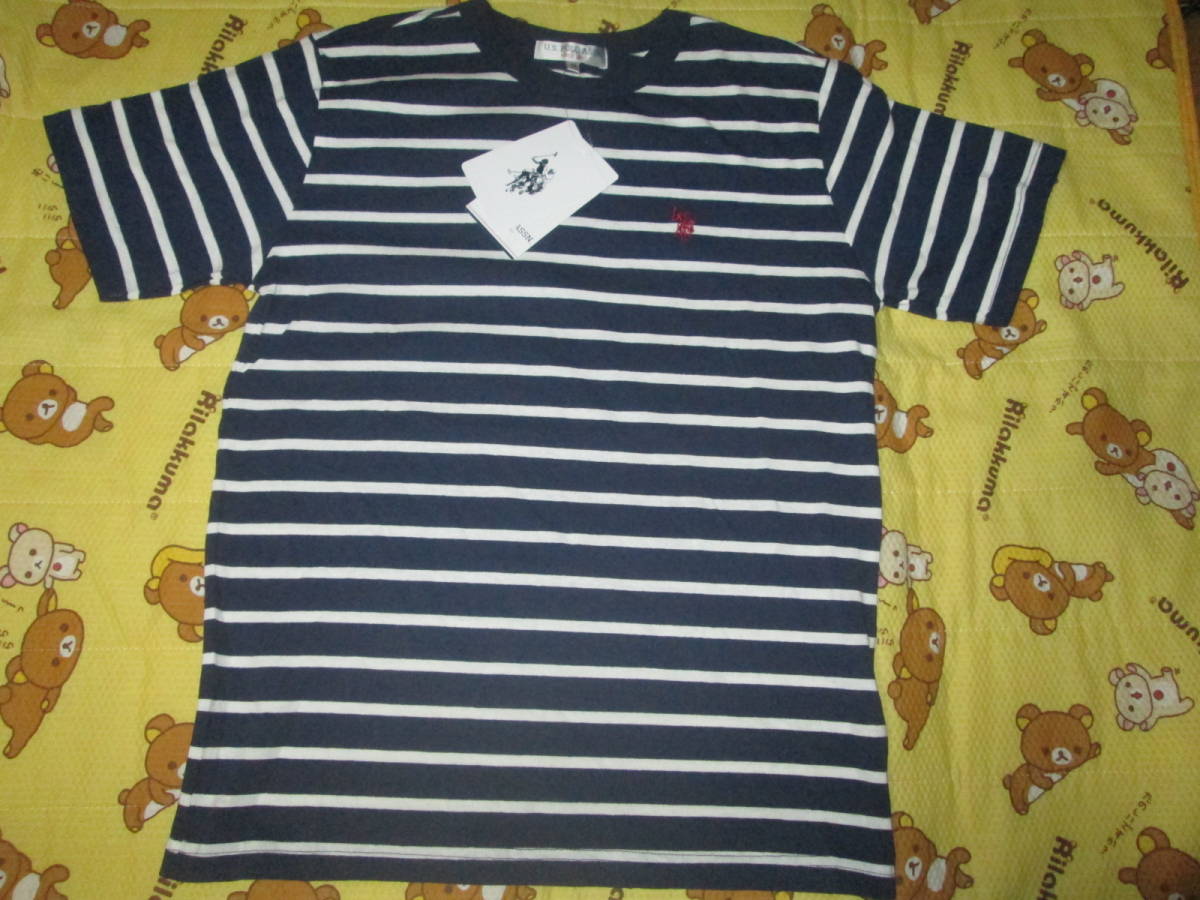 〇。゜〇新品♪U.S.POLO ASSN 半袖Tシャツ ボーダー 紺 M 〇゜。〇拍卖