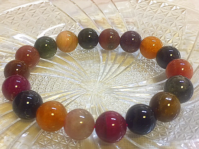 天然石『マルチカラートルマリン』ブレス11.5mm 電気石 健康石 パワーストーン 最強の運up 厄除けお守り 厄除け 恋愛運 癒しお守り拍卖