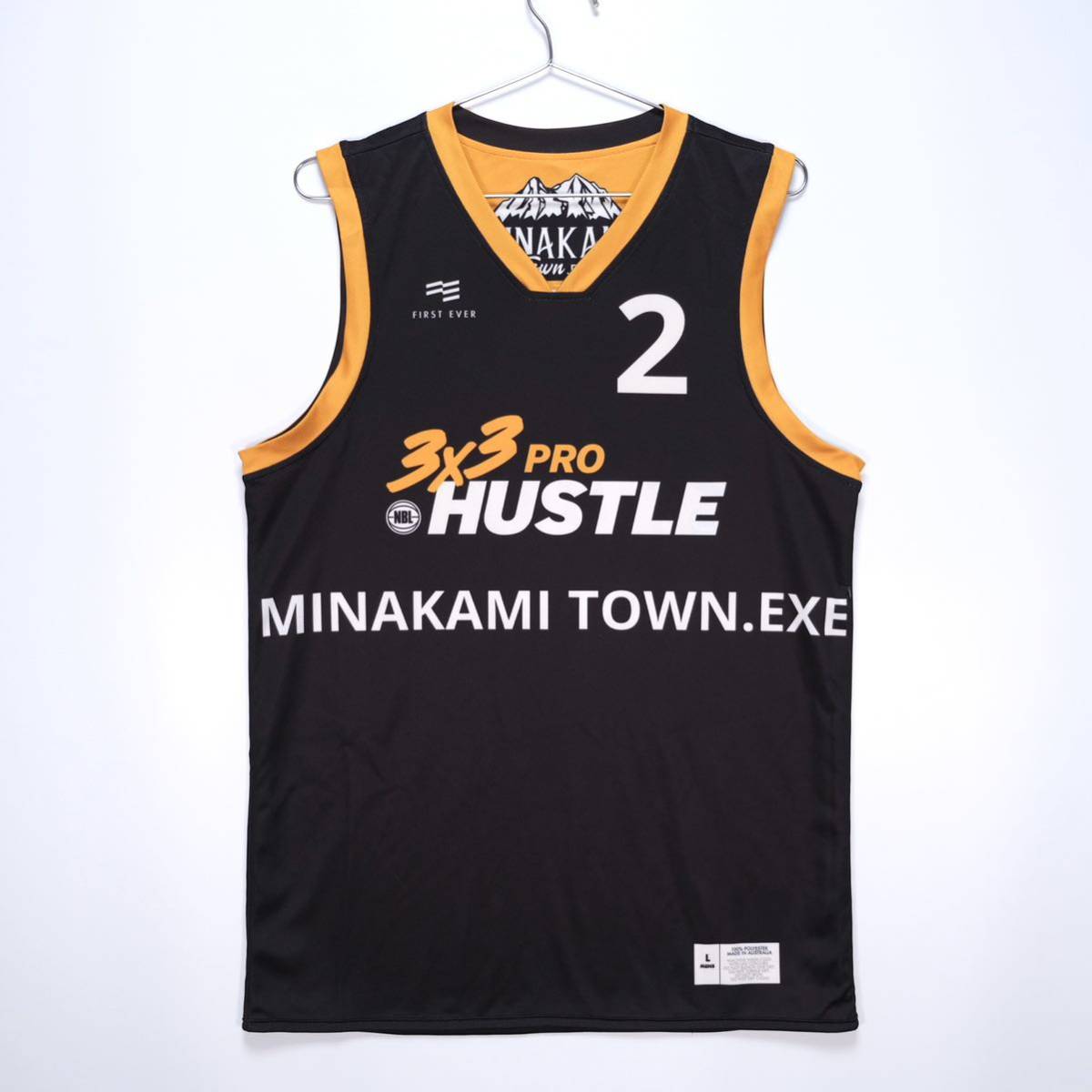 【送料無料】MINAKAMI TOWN.EXE/3x3 PRO HUSTLE/#2 ユニフォーム/リバーシブル/バスケットボール/ブラック/イエロー/Lサイズ拍卖