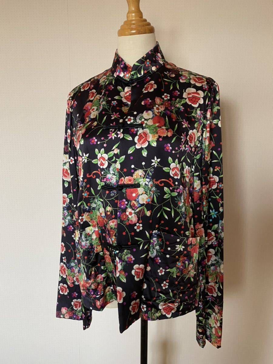 未着用新品◆コムデギャルソン コムコム 花柄チャイナボタンブラウス◆シルク100%◆COMME des GARCONS COMME des GARCONS拍卖