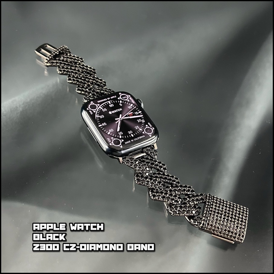 ブラック/ブラックストーン Z300 CZダイヤモンドベルト アップルウォッチ シリーズ10 ウルトラ SE46mm 49mm 41mm 45mm 40mm 44mm 42mml拍卖