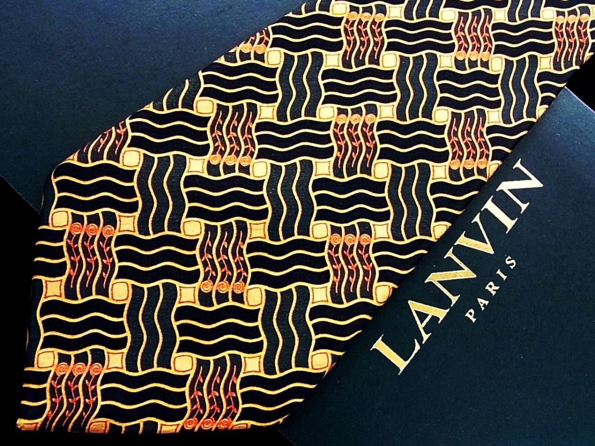 ●美品●SALE0522 ランバン「夏も快適!人気モデル!超サラサラ シルク100%」ネクタイ●拍卖