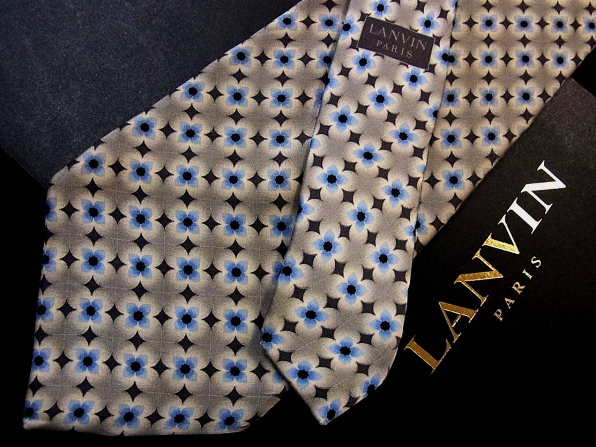 ●美品●SALE1124 ランバン「夏も快適!人気モデル!超サラサラ シルク100%」ネクタイ●拍卖