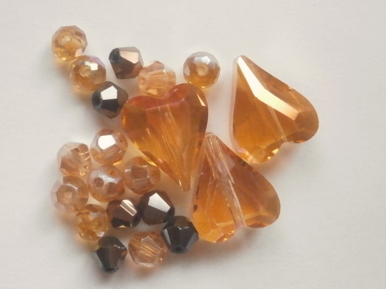 ガラスビーズ★ハート★タイプ A★ブラウン系★3拍卖