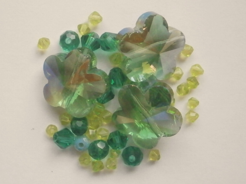 ガラスビーズ★花★グリーン系★E拍卖