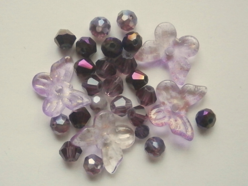 ガラスビーズ★蝶々★タイプ A★パープル系★2拍卖