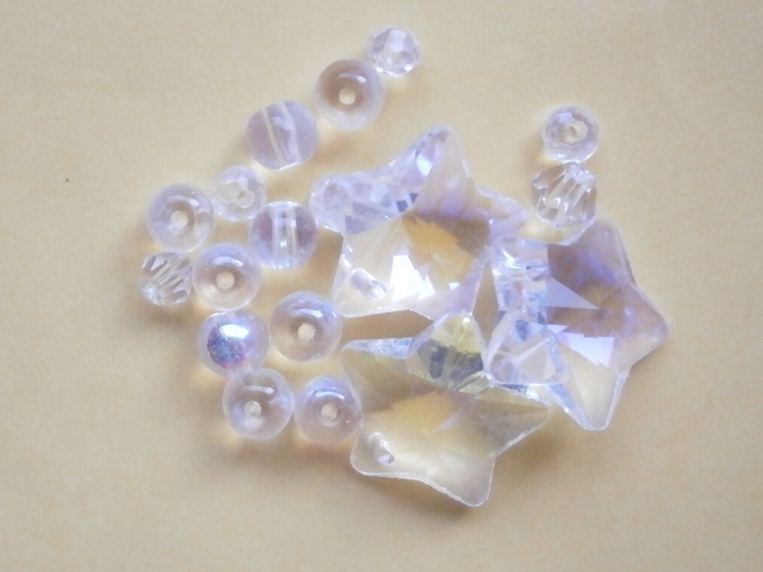ガラスビーズ★スター★1つ穴★クリア系★D拍卖
