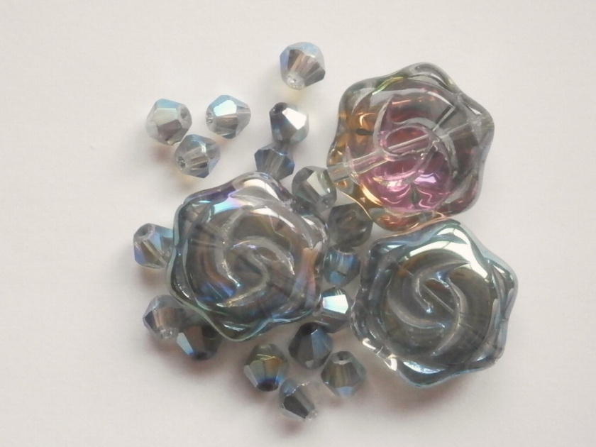 ガラスビーズ★ローズ★モスグリーン系★f拍卖