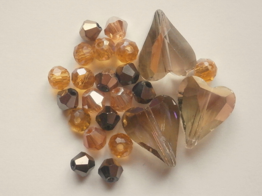 ガラスビーズ★ハート★タイプ A★ブラウン系★f拍卖