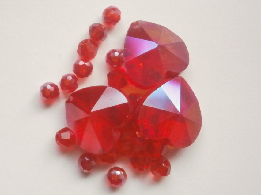 ガラスビーズ★ハート★レッド系★3拍卖