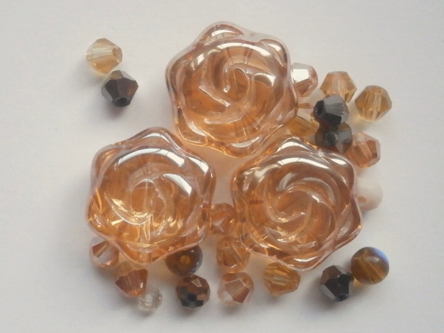 ガラスビーズ★ローズ★ブラウン系★③拍卖